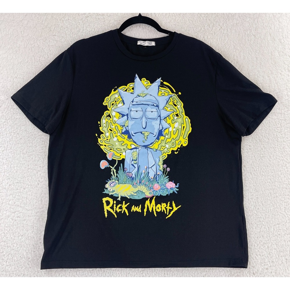 Rick &‎ Morty Black Ricktanical Rick T-Shirt Mens Short Sleeve Crew Neck Size L
